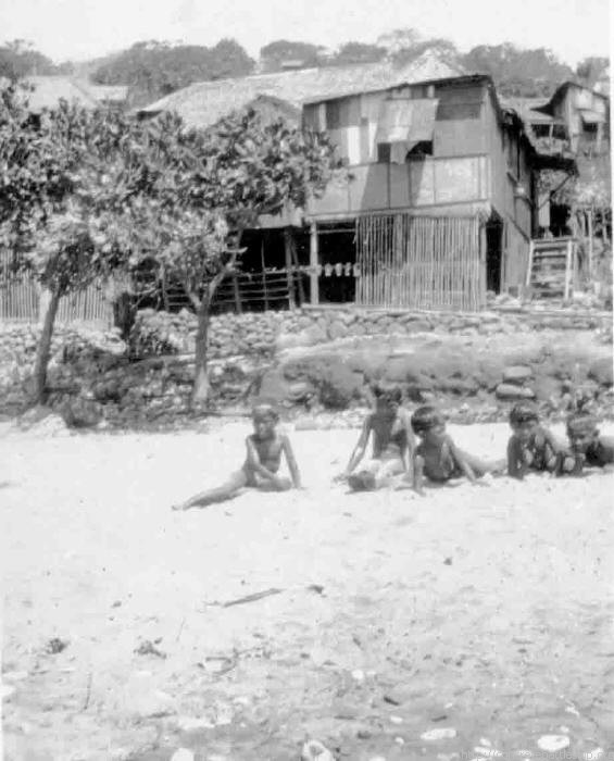 Corregidor - kids on beach at Barrio - 1933