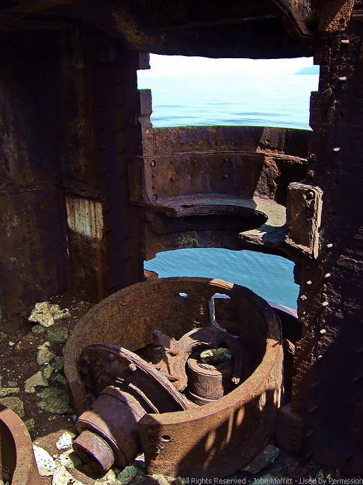 Battery McRae  (Two 6 inch casemated guns with a range of 17,000 yards.) Both gun barrels are missing.