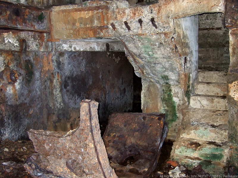 Battery Roberts - Looking back towards the passageway going to the interior of Fort Drum. The steps go to an upper level.