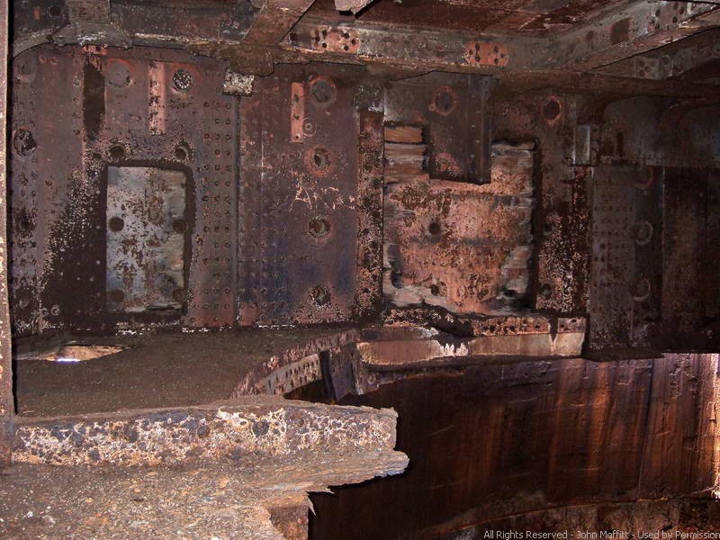 Battery Wilson - View inside the left side of the top rotating turret.