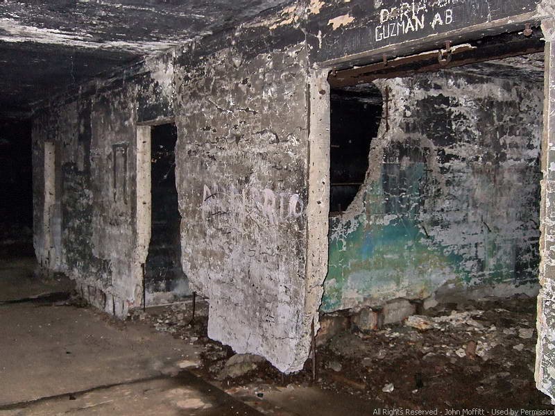 Note the black burned walls in most interior photos.