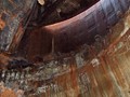 Battery Marshall - Looking up at the revolving part of the turret. The breech of the port side 14 inch barrel is at the rear of the turret.