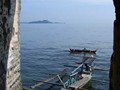 View out the Sally port. The closest island is Caballo with Corregidor behind it to the left